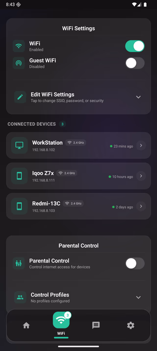 WiFi Management (Dark)